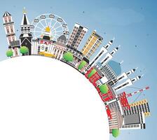 colorful city skyline with iconic landmarks vector