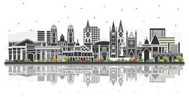 Guadalajara Mexico City Skyline with Color Buildings and reflections Isolated on White. Tourism Concept with Historic and Modern Architecture. Guadalajara Cityscape with Landmarks. vector