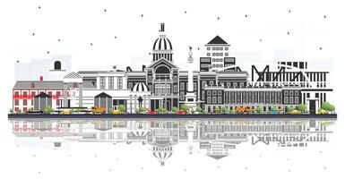 Trenton New Jersey City Skyline with Color Buildings and reflections Isolated on White. Trenton is the Capital of the US State of New Jersey. Cityscape with Landmarks. vector