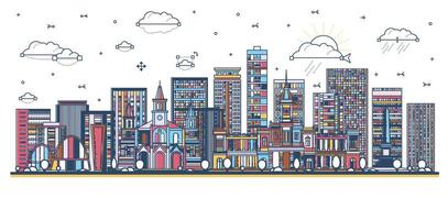 Colorful city skyline vector illustration