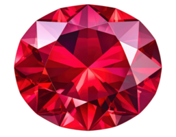 Brilliant red ruby gemstone with faceted cuts and sparkling reflections png