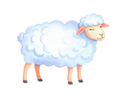 A sweet and fluffy cartoon sheep with a gentle expression and soft white wool png