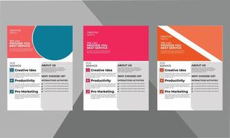 Three creative service flyers in vibrant colors vector