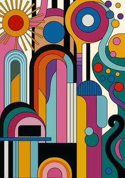 Psychedelic abstraction. Painting with geometric elements of texture. vector