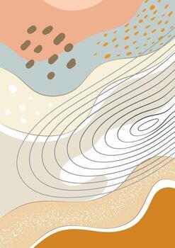 Delicate liquid abstraction. Scandinavian style of painting with geometric elements of texture. vector