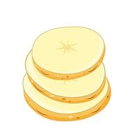 Potatoes cut into circles and slices in section isolated on white background. vector