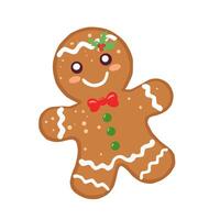 Hand drawn gingerbread man on white background. vector