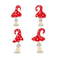 set of autumn fly mushrooms, on a white background, hand-drawn. vector