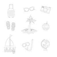 Set of summer travel illustrations. Summer holidays. vector