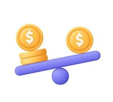 Gold coins balancing on a scale vector