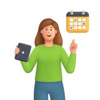 Woman with tablet and calendar vector
