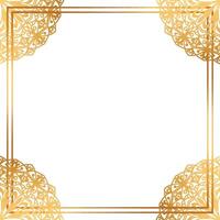 Rectangle Luxury corner golden rectangle certificate border pattern line photo frame islamic wedding invitation background vector