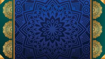 Blue and gold mandala design vector