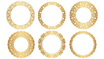 Elegant gold mandala borders collection vector