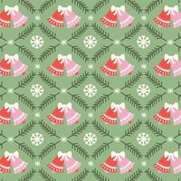 Christmas bells and snowflakes pattern vector