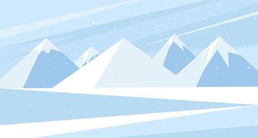 Abstract winter mountain landscape with snowy peaks. Minimalistic winter background. vector