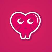 Doodle pink heart say wow. valentine emoticon vector