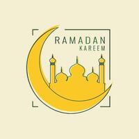 Crescent moon and mosque illustration vector