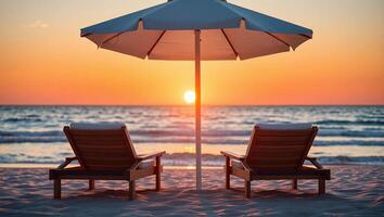 Sun And Stillness Elegant Loungers in Peaceful By the Sea photo