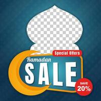 Flat ramadan sale label blue background vector