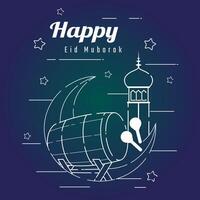 modern linear decoration illustration eid mubarak background vector