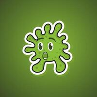 Doodle green bacteria feel wow. healthcare emoticon vector