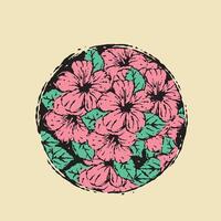 some flowers with black lines vector