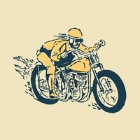 A gentleman is riding a motorbike with smoke coming out of the exhaus vector