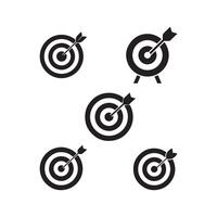 Set of Target Icons with Arrows Striking the Center vector