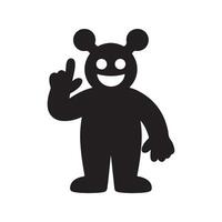 Friendly alien character silhouette, waving hello. vector