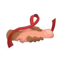 Hands with Red Aids Ribbon vector