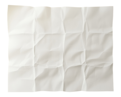 Clean white crumpled paper with natural wrinkles and folds, isolated on a transparent background png