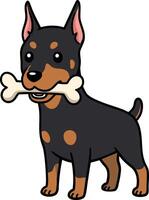 Adorable Dobermann Puppy with Bone - Playful Canine Friend vector