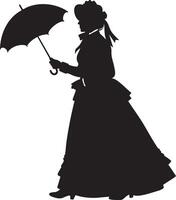 Lady Silhouette - Elegant Vintage Woman with Umbrella vector