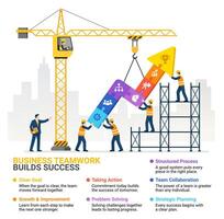 Business teamwork builds success graphic vector