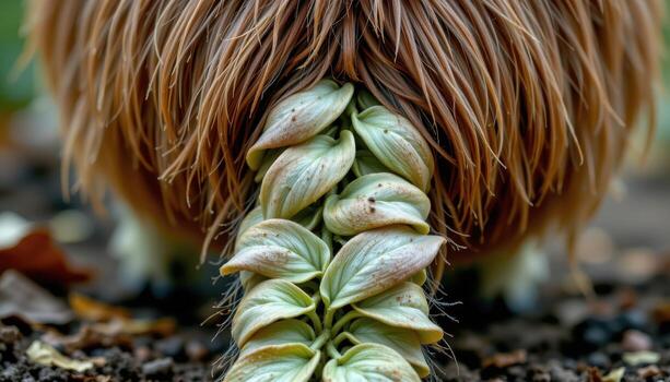 close up view of a trailing burro's tail with overlapping fleshy green leaves creating a braided effect as it spills downward. photo