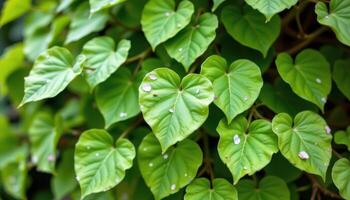 close up view of an ornamental sweet potato vine with bright lime green heart shaped leaves. photo