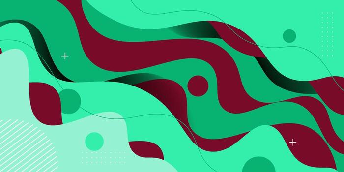 Abstract overlapping wave pattern background. Realistic green and red wave paper cut design. EPS10. vector