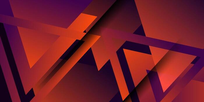 Abstract overlapping triangles on a dark background. Orange and purple gradient background with a triangle pattern and paper cut shadow lines. Eps10 vector