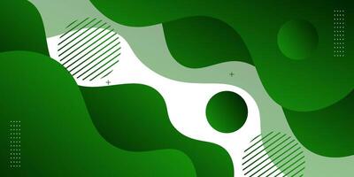 Modern green geometric business banner design. Creative banner design with wave and circle shapes as a template. Simple horizontal banner. EPS10 vector