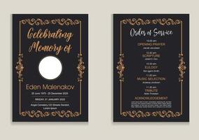 Funeral Template for Memorial Program. Minimalist Bifold Brochure Design Layout. vector