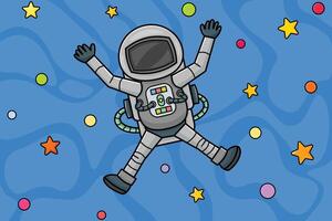 Astronaut floating in the light blue sky vector