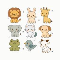 Cute animal collection vector