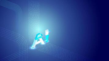 AI Technology Background with Binary Code Flows vector