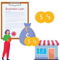 Girl getting business loan Illustration vector
