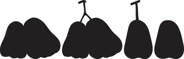 Collection of Rose Apple Illustrations in silhouette Style. vector