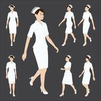 Nurse illustrations in different poses vector