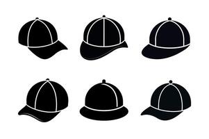 Icon Set of Six Black Cap Silhouettes vector