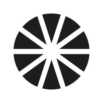 Pie, pizza chart template. Many number of sectors divide the circle on 10 equal parts. Segmented charts. Black graphics. Segments infographic icon. Diagram wheel ten parts. vector