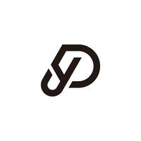 letter jp simple geometric linked lines logo vector